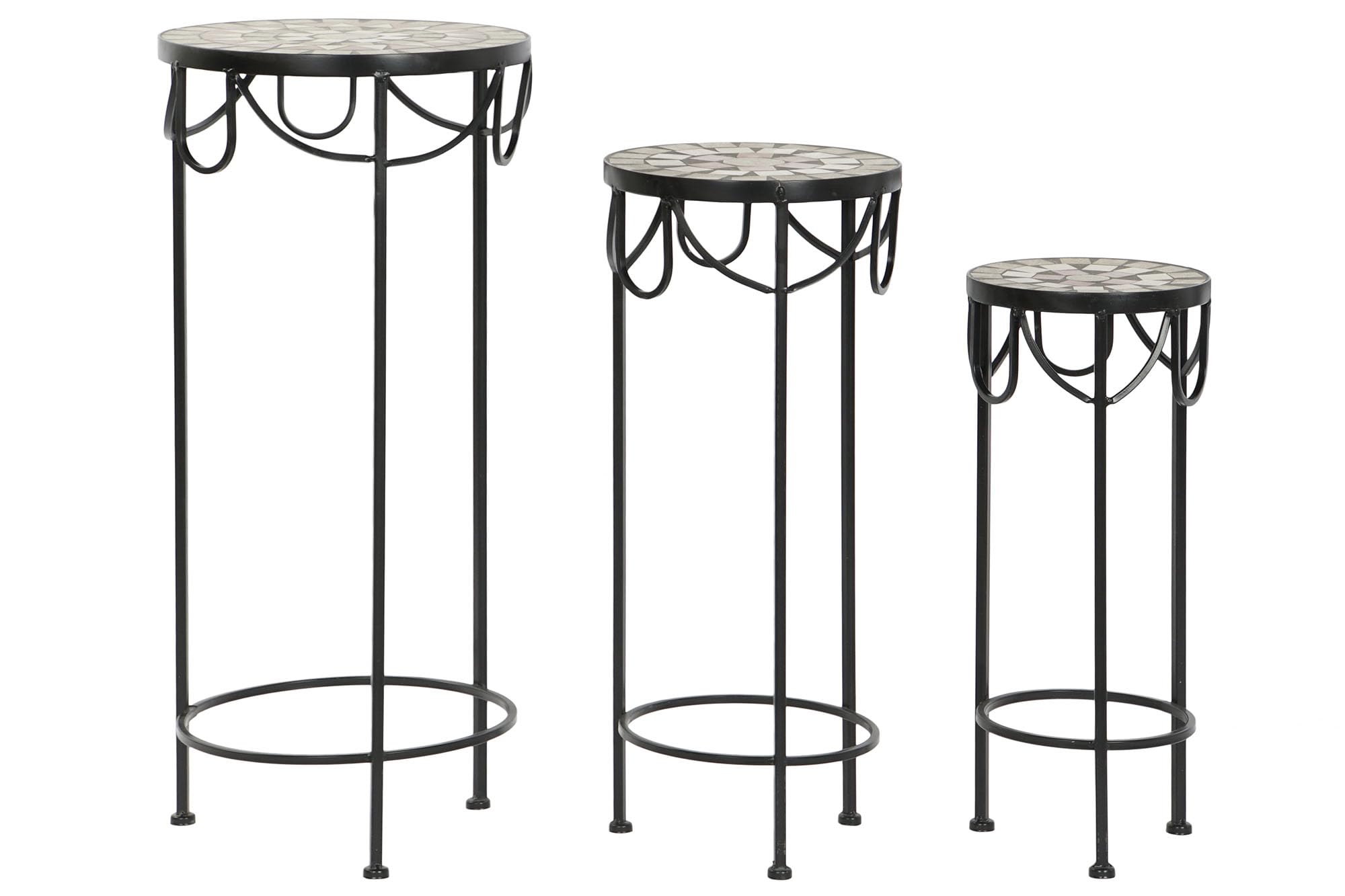 Table d’appoint mosaïque 30x30x69 lot de 3 sellettes gain de place salon