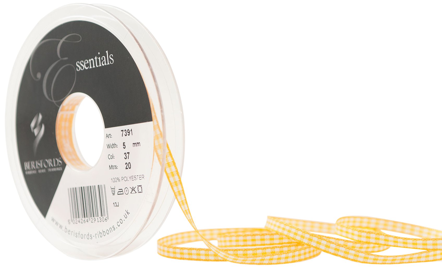 Berisfords 37 Gold Gingham Ribbon (Value Roll)