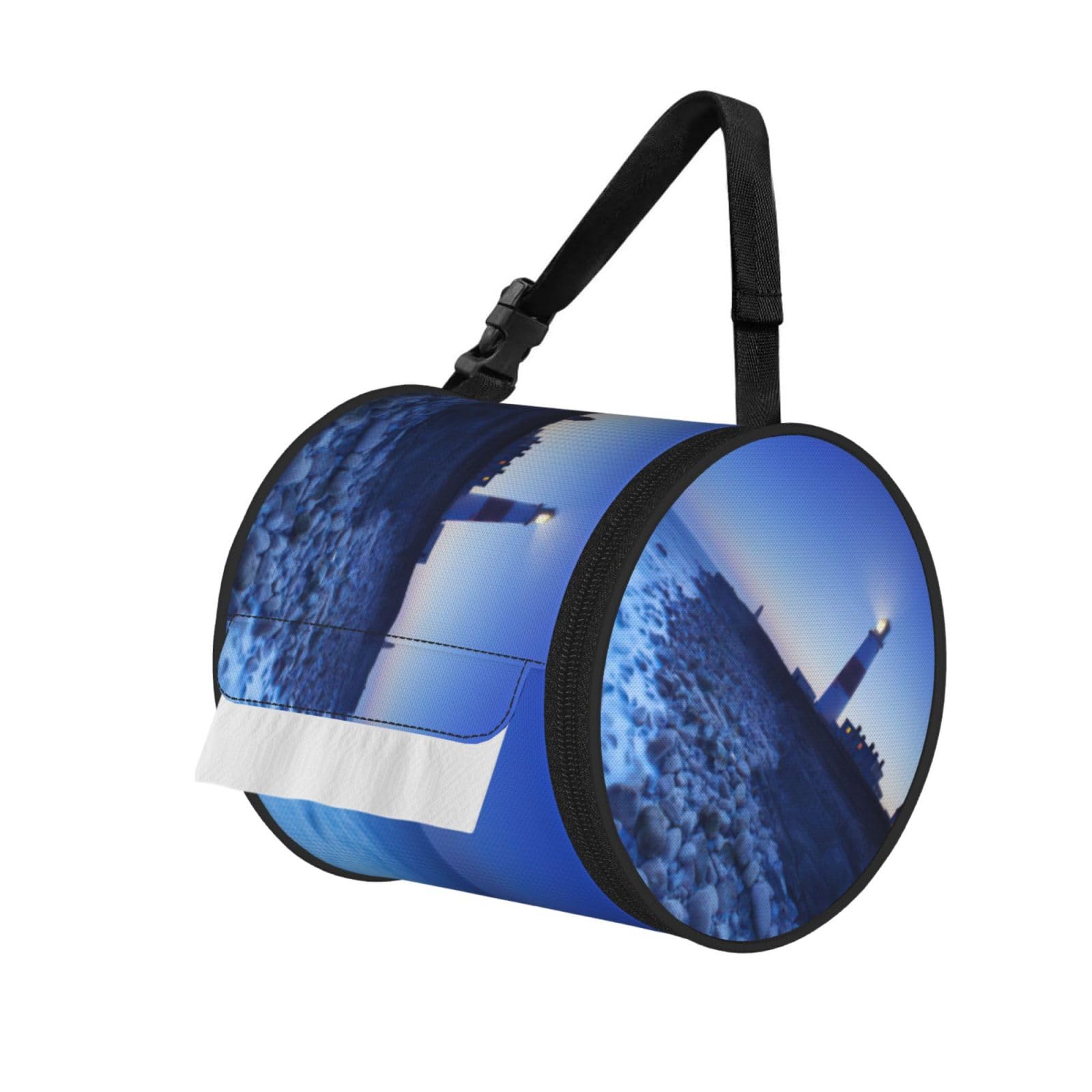 The Seaside Lighthouse Print Fashion Tissues Organizer Box, Hanging Tissue Holder For Purse Coins For Car Office Daily Outing