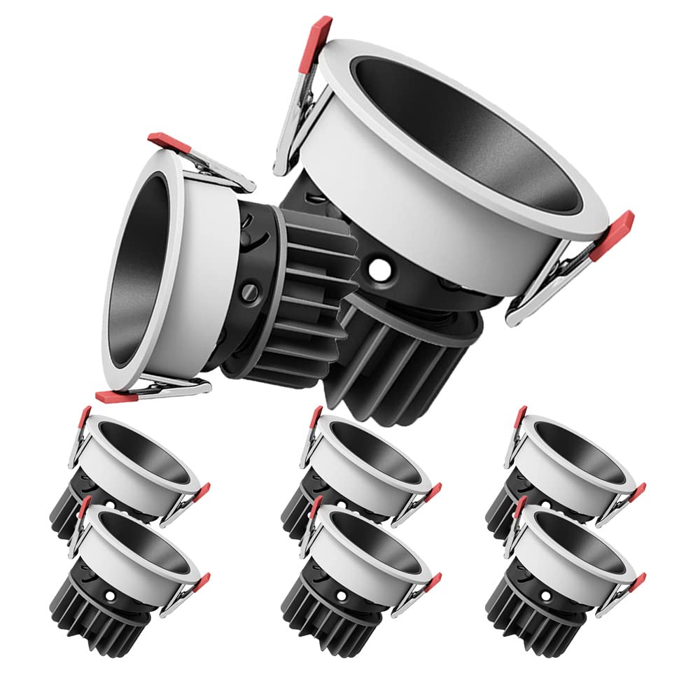 Downlights para Techo 8Pack Led Downlight 7W12W Ángulo Ajustable 30° COB Deslumbrante Downlight Led Spot Lights Gimbal Downlight Deep（7W-Warm）