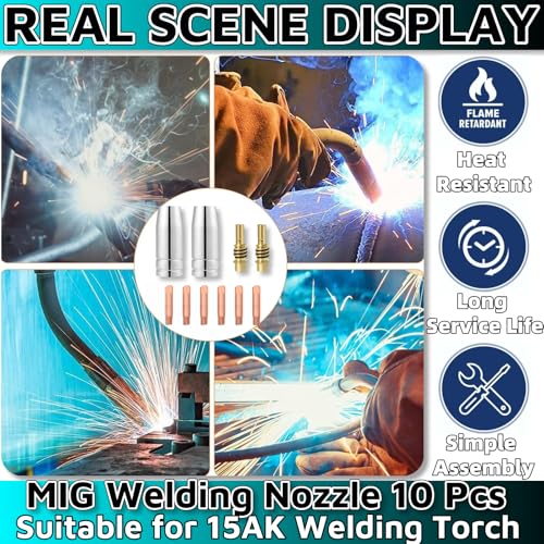 Kit de acessórios de pistola de solda MIG, 6 pontas de soldagem 0,1 cm + 2 bocais de gás + 2 peças d