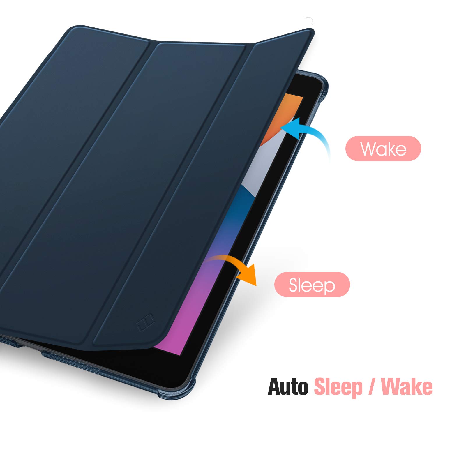 FINTIE Custodia per iPad 10.2 Pollici 9a / 8a / 7a Generazione (2021 2020 2019) con Built-in Pencil Holder - Sottile Leggero Semi-Trasparente Cover Case con Auto Sveglia/Sonno, Blu Scuro