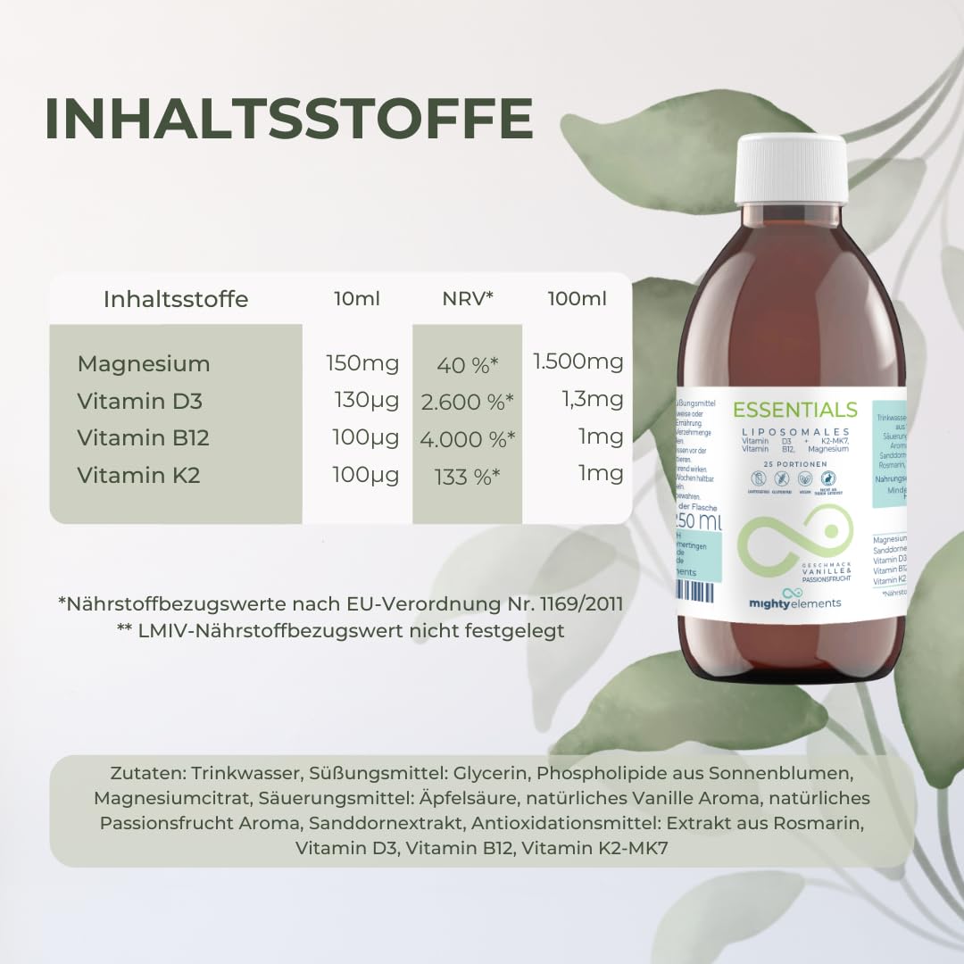 Mighty Elements Liposomales Vitamin D3 K2 B12 Magnesium, flüssig 250ml