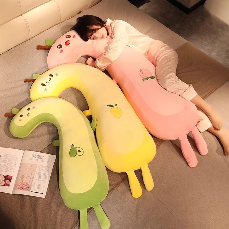 Kuscheltier XXL SüßE Lange Avocado, Pfirsich PlüSchtiere, Ergonomisch Geformtes Schlafkissen, Weich Und Bequem Kuschelkissen FüR Kinder, Erwachsene Und Schwangere XXL Squishy (120cm,Avocado)