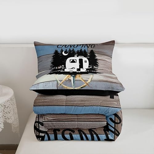 Miniatura 6 de Erosebridal Juego de edredón para caravana tamaño King, juego de ropa de cama de campamento para cámper, edredón de plumón de brújula para niños y