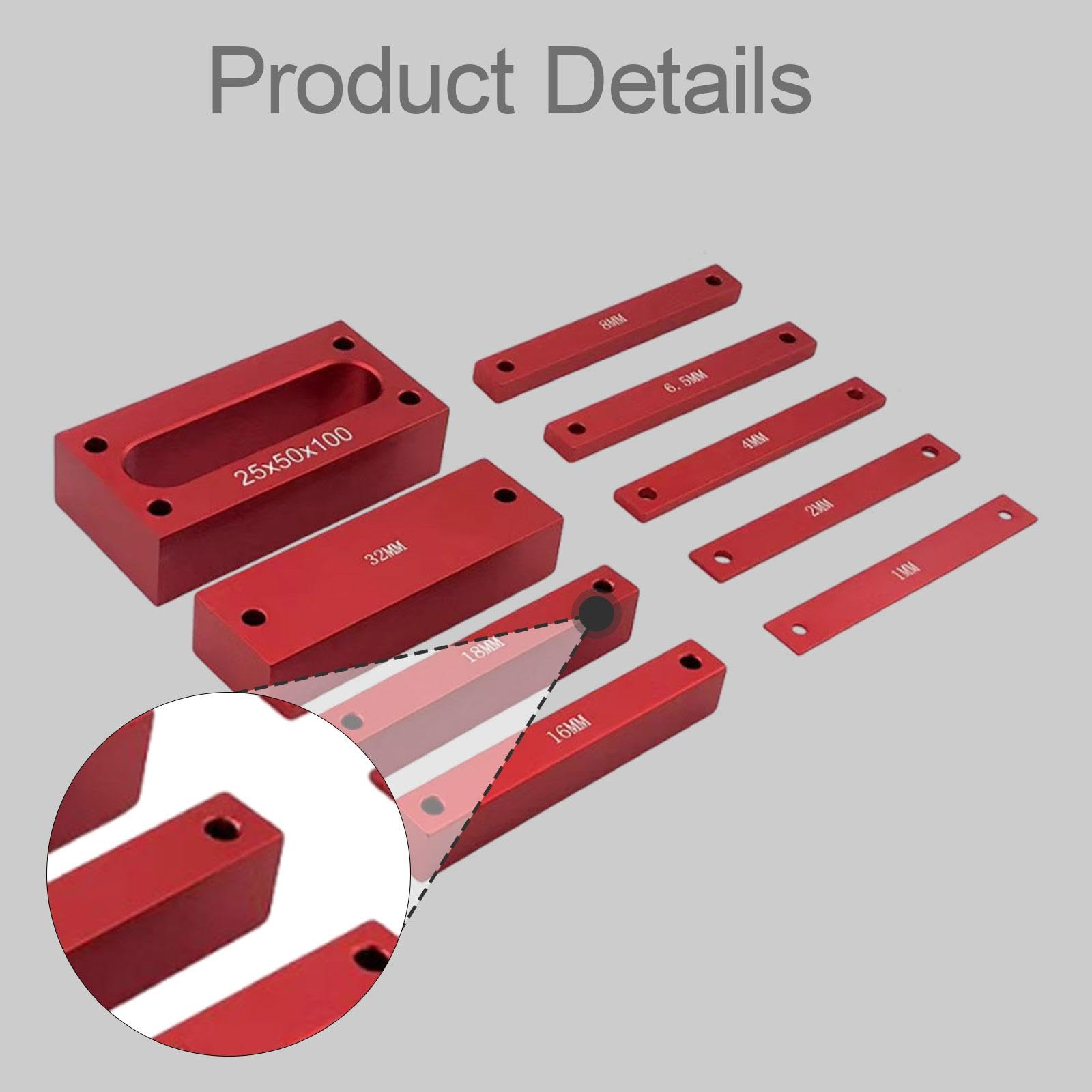9 Pièces Blocs de Réglage pour Outils de Menuiserie Aluminium Alliage Jauge de Hauteur Kit d'Installation Outil de Mesure Remplacement Adapté à