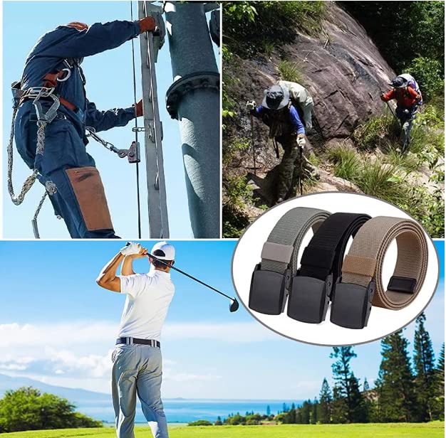 Men&rsquo;s & Women&rsquo;s Nylon Canvas Strap With Automatic/Push Lock Plastic Flap buckle belt combo set (BOB-47)