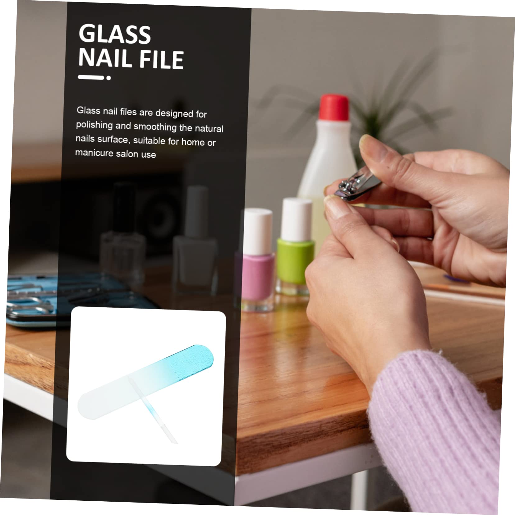 WOONEKY 3 Set Di Lime Per Unghie in Cristallo Per Donna Set Di Lime Per Unghie in Per Manicure Da Donna 2 Pezzi*3