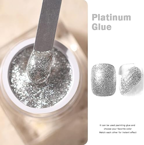 Miniatura 2 de Grebest Pintura de uñas en gel de alta densidad de platino decorativo varios colores pintura de uñas UV polvo fino compatible con mujeres plata
