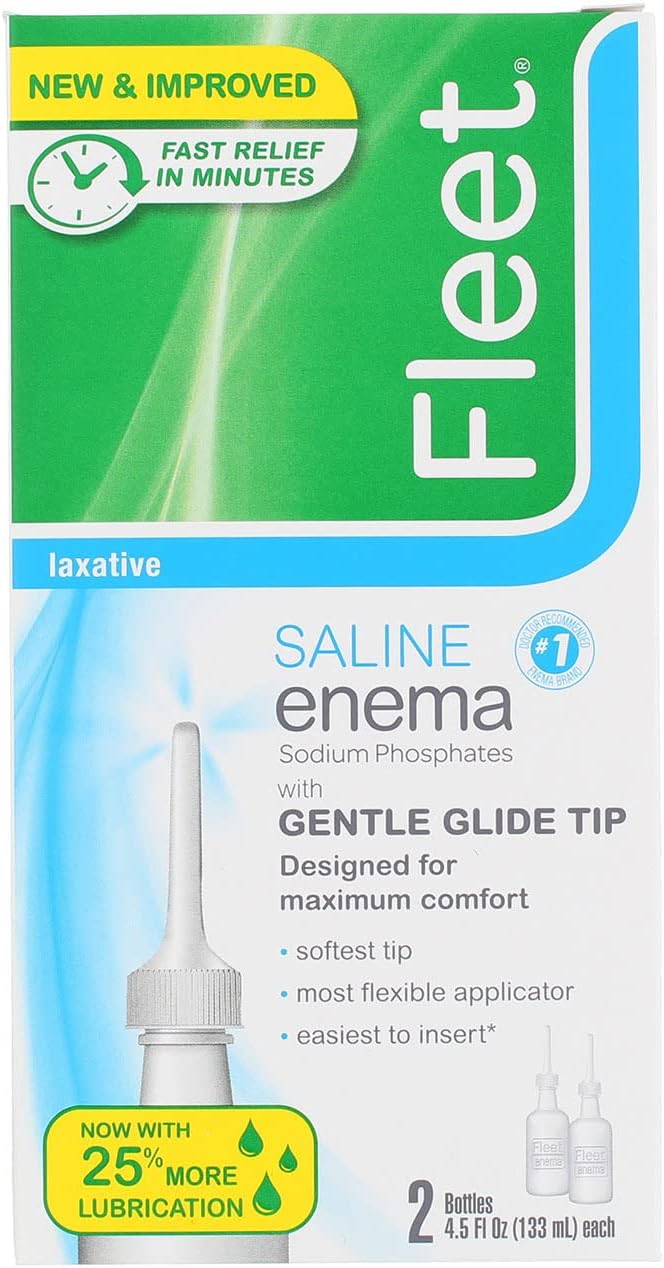 Fleet Laxative Saline Enema for Adult Constipation, 4.5 fl oz, 2 Bottles (2 Pack)