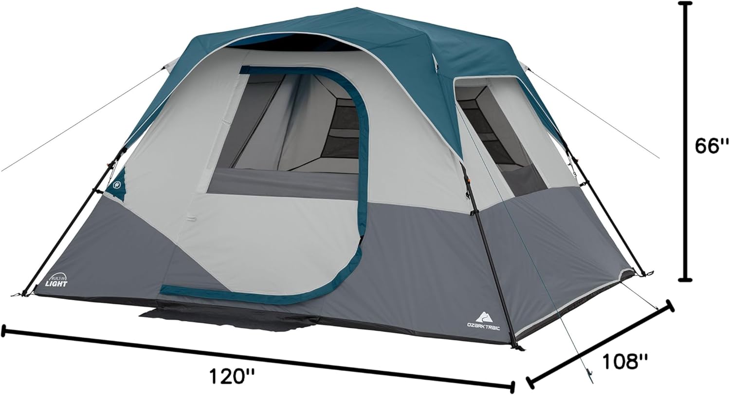 Ozark Trail 6 Person Instant Cabin Tent with Light
