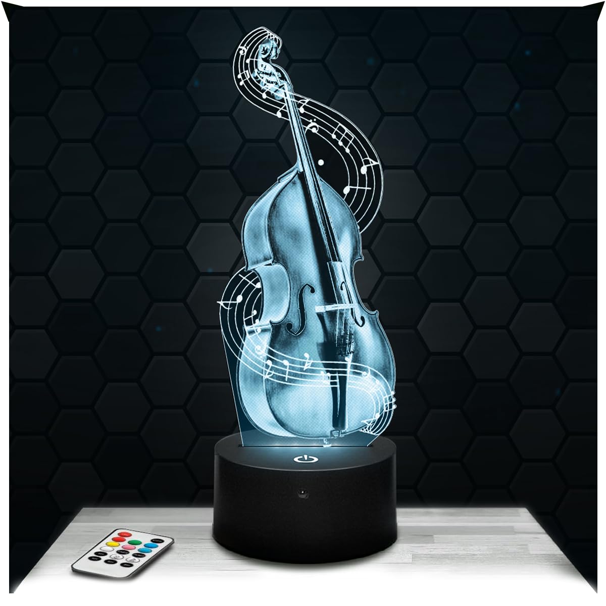 Lampephoto.fr - 3D Cello Lamp Cello Gift Music Musician, Touch LED Night Light, 3D Hologram Effect, Christmas Birthday Gift Idea for Boy or Girl, Bedroom Decoration Object