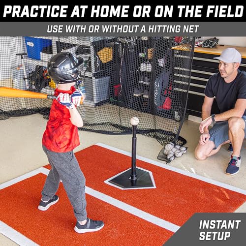 image for GoSports Jr. Baseball & Softball Batting Tee - Adjustable Rubber Hitti