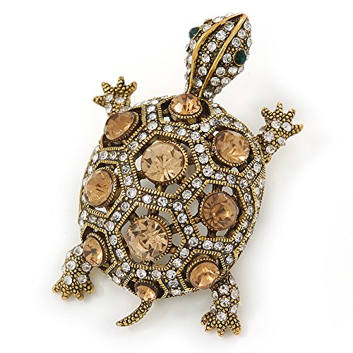 Broche tortue cristaux autrichiens pour sublimer vos vestes vintage