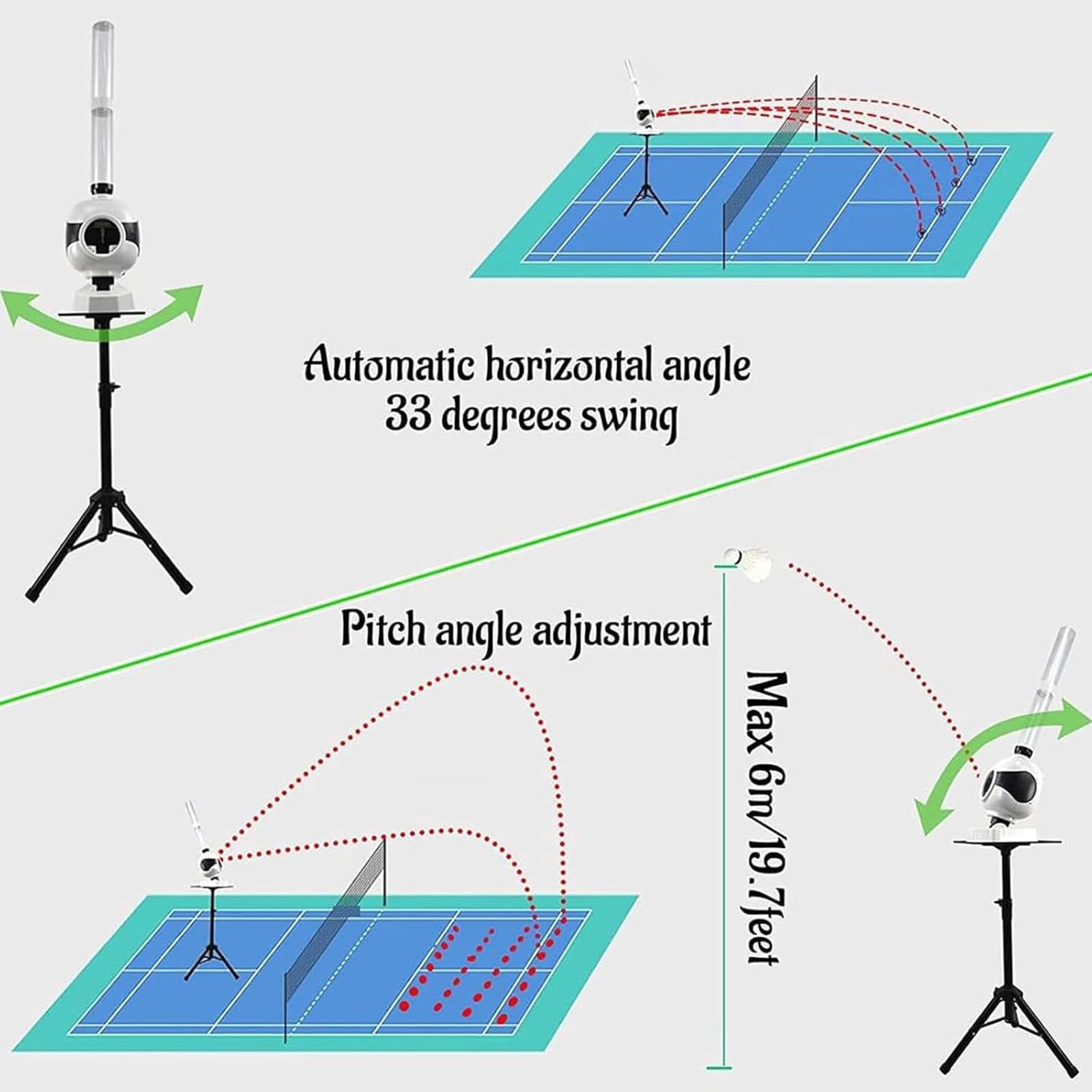 LTSRLL Badminton-Ballmaschine, automatische Badminton-Aufschlagballmaschine mit Fernbedienung/spezialisiertes Training/Allround-Ballschießen für Badminton-Liebhaber