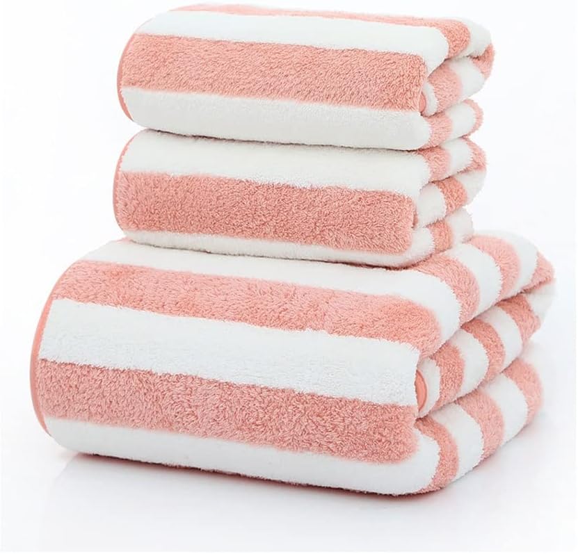 Microfiber Stripe Towel Hotel Supplies for Bath Shower Towel Face Towel Bath Spa Towel 3pcs/Set(A)