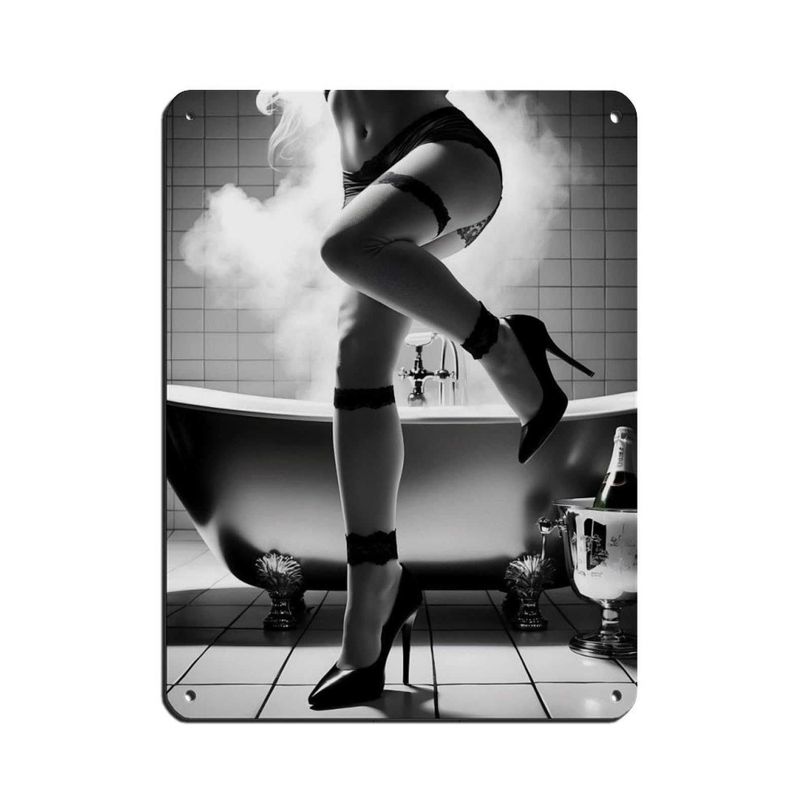 Sensual Bathroom SceneRomantic Gift Idea Tin Sign Vintage Metal Pub Club Cafe Bar Home Wall Art Decoration Poster Retro 12x16inch(30x40cm)