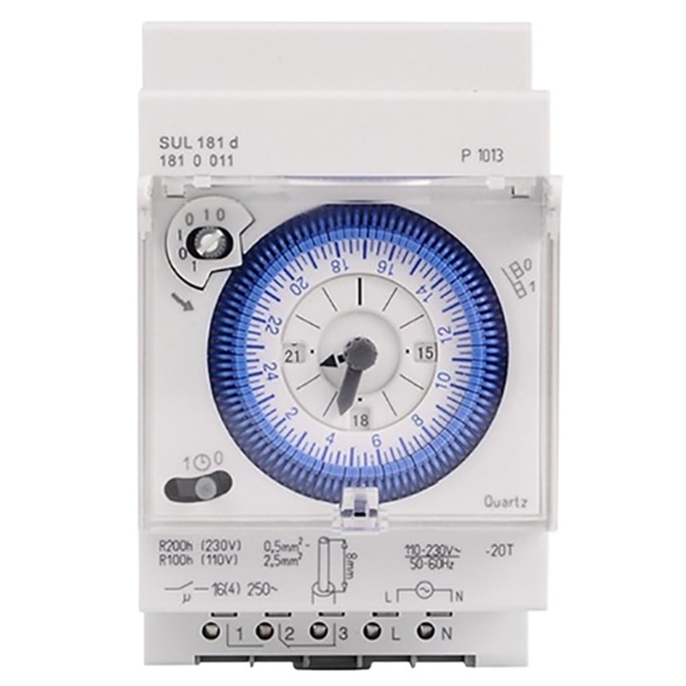 1PCS 220V AC Analog 24 Hour Mechanical Timer Switch 15-minute Interval Quartz Time Controller DIN Rail Timers SUL181d 16A 230V
