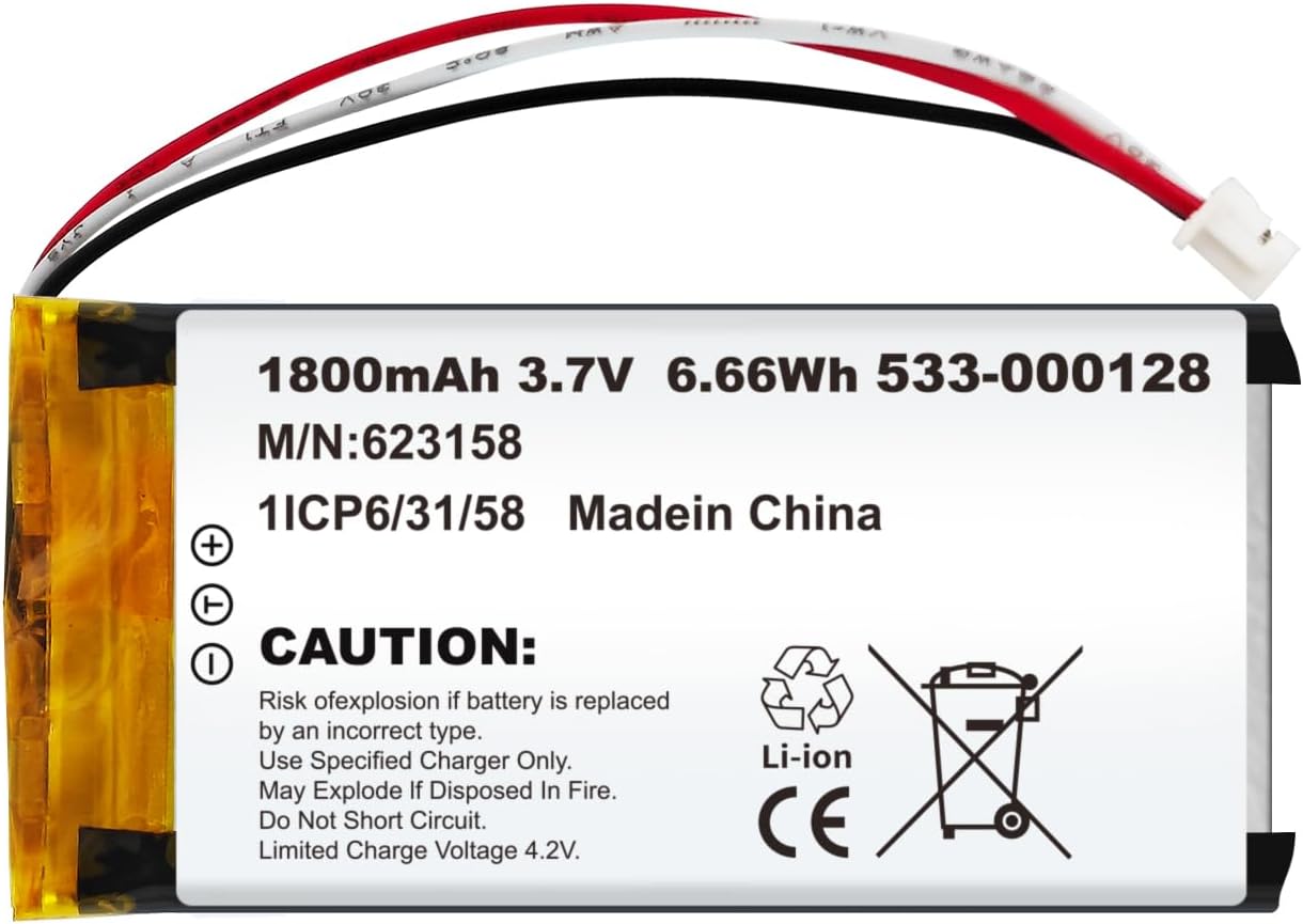 533-000128 Replacement Battery for Logitech Harmony 950 & Elite Remote Controls, (New Upgraded) 1800mAh Battery Compatible with 915-000257, 915-000260, 950-623158, 623158 Models