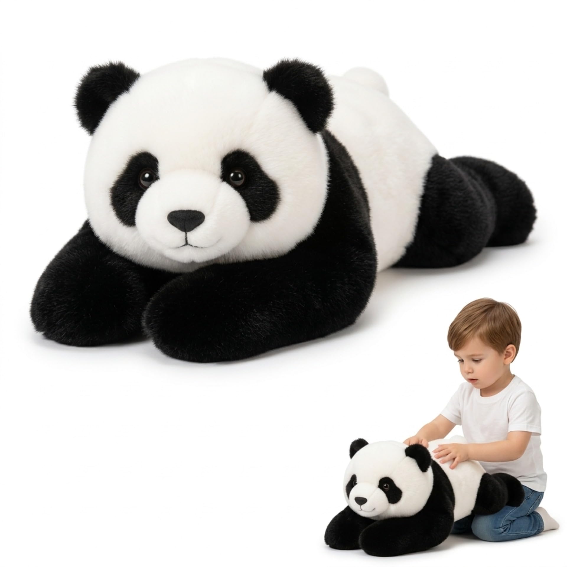 NQXORA Weighted Teddy for Anxiety Relief, Hug a Lumps Soft Stuffed Animal with Glass Beads, Calming Plush Companion for Kids and Adults, Sleep Support Cuddly Toy (Panda,30cm) — image 1