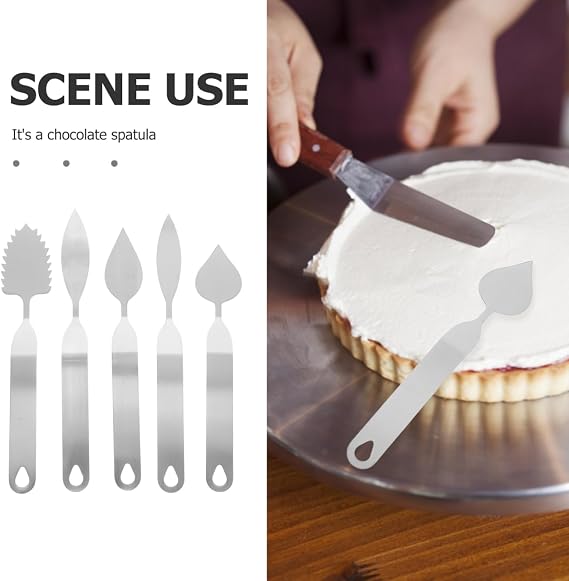 PRETYZOOM Stainless Steel Knife Baking Tool 8-Inch Chocolate Leaf Spatula for Cake and Mousse Decoration Baking Utensil for Precise Chocolate Leaf Forming