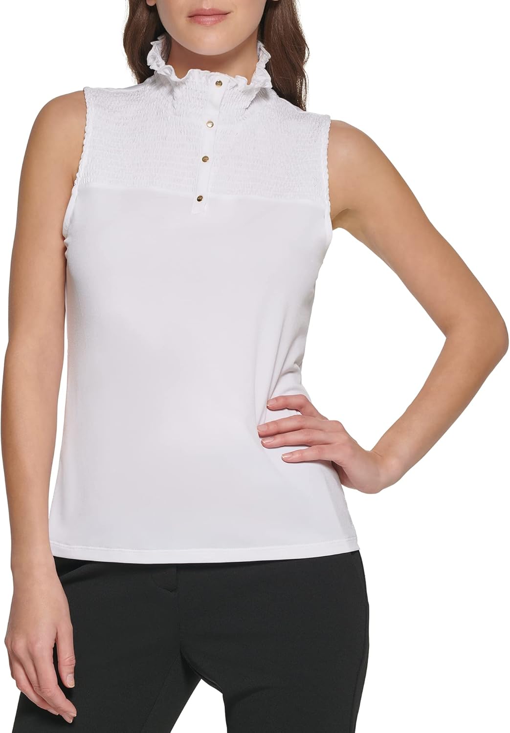 DKNY Womens Long Sleeve Cutout Knit Blouse