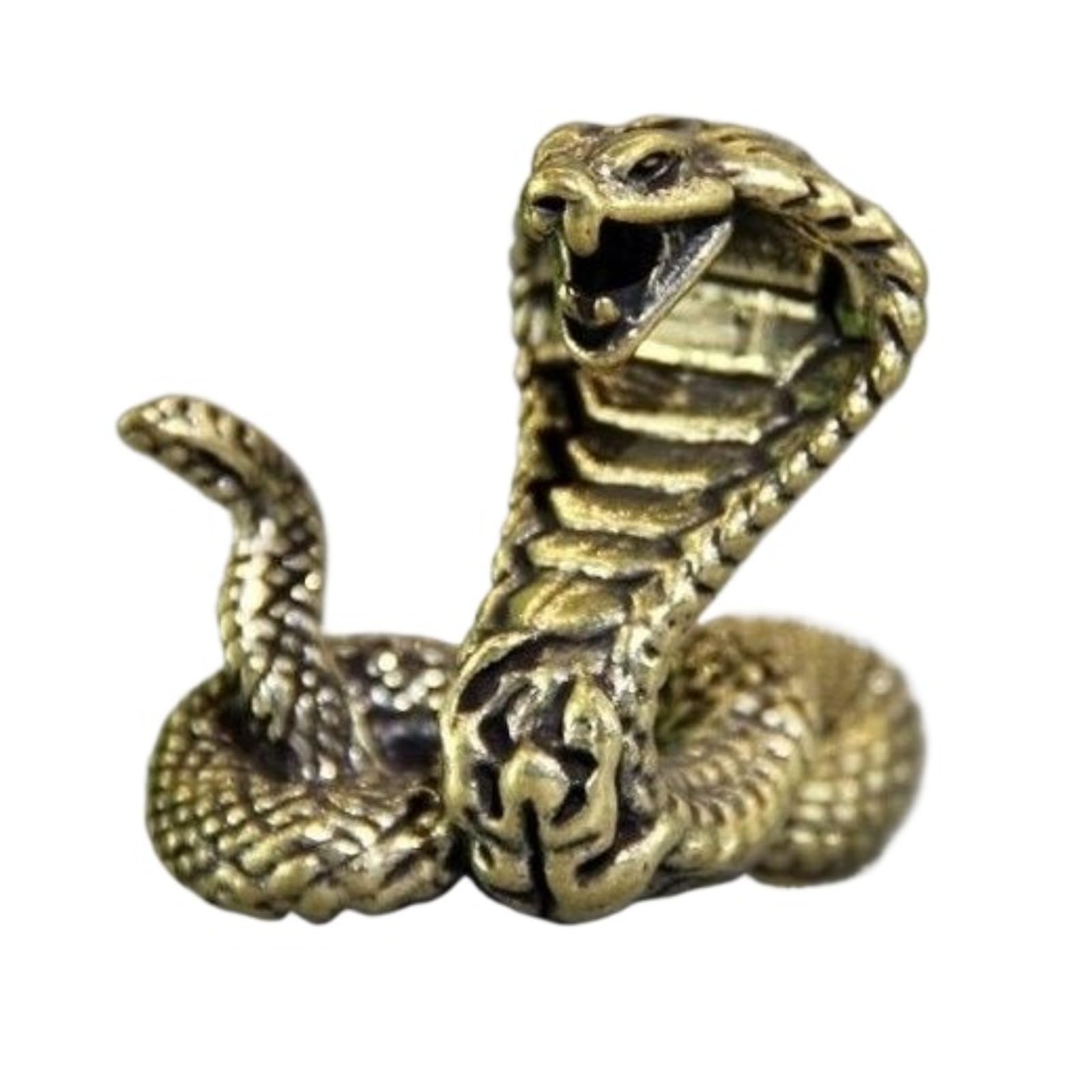 NGDFGR Brass Cobra Figurines,Metal Animal Zodiac Snake Statue Sculpture Desktop Ornament Sand Table Bonsai Micro Landscape Decor Accessories