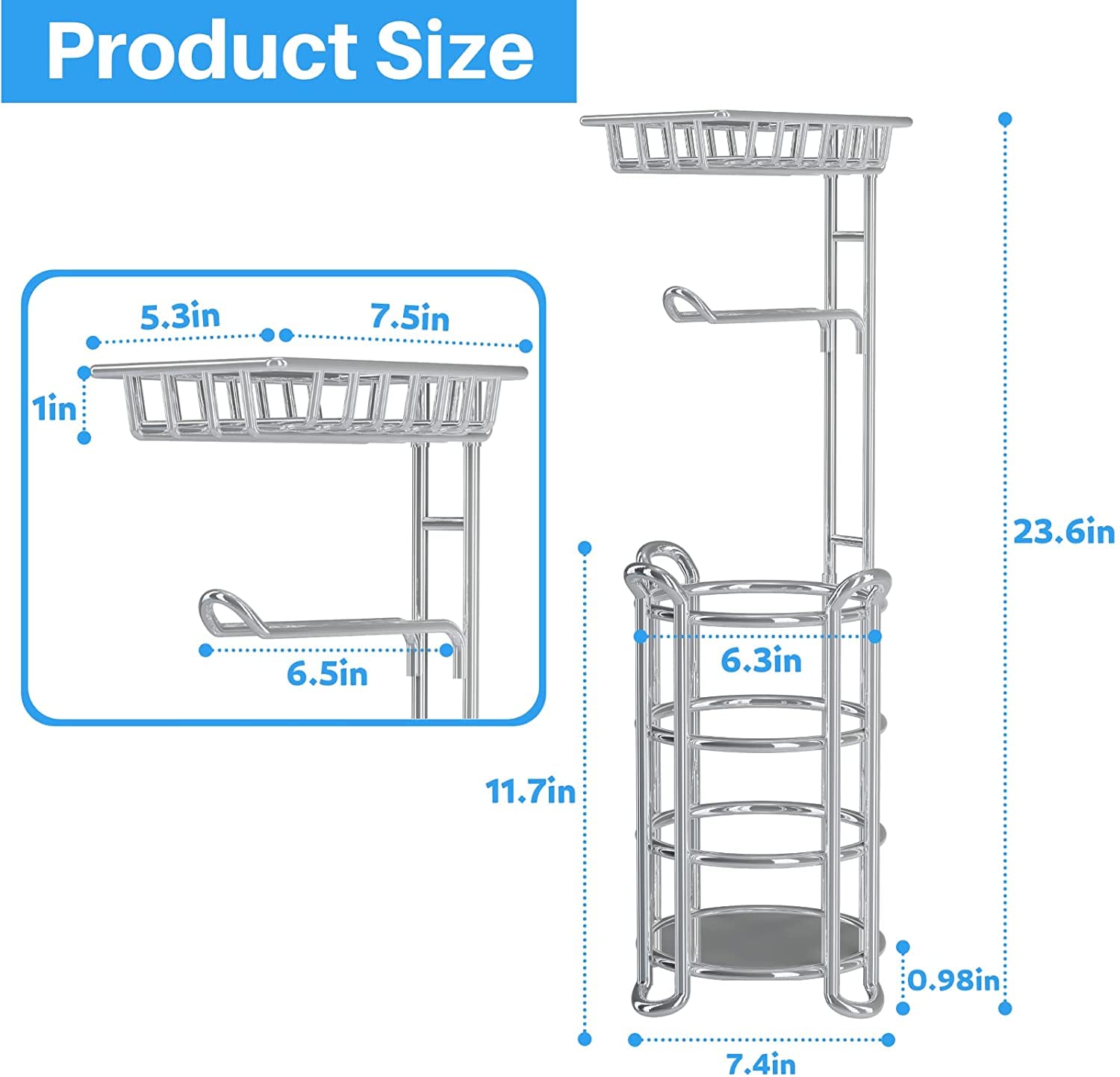 Toilettenpapierhalter Freistehend – Aus Chrom, Mit Beschwerter Basis & Stauraum