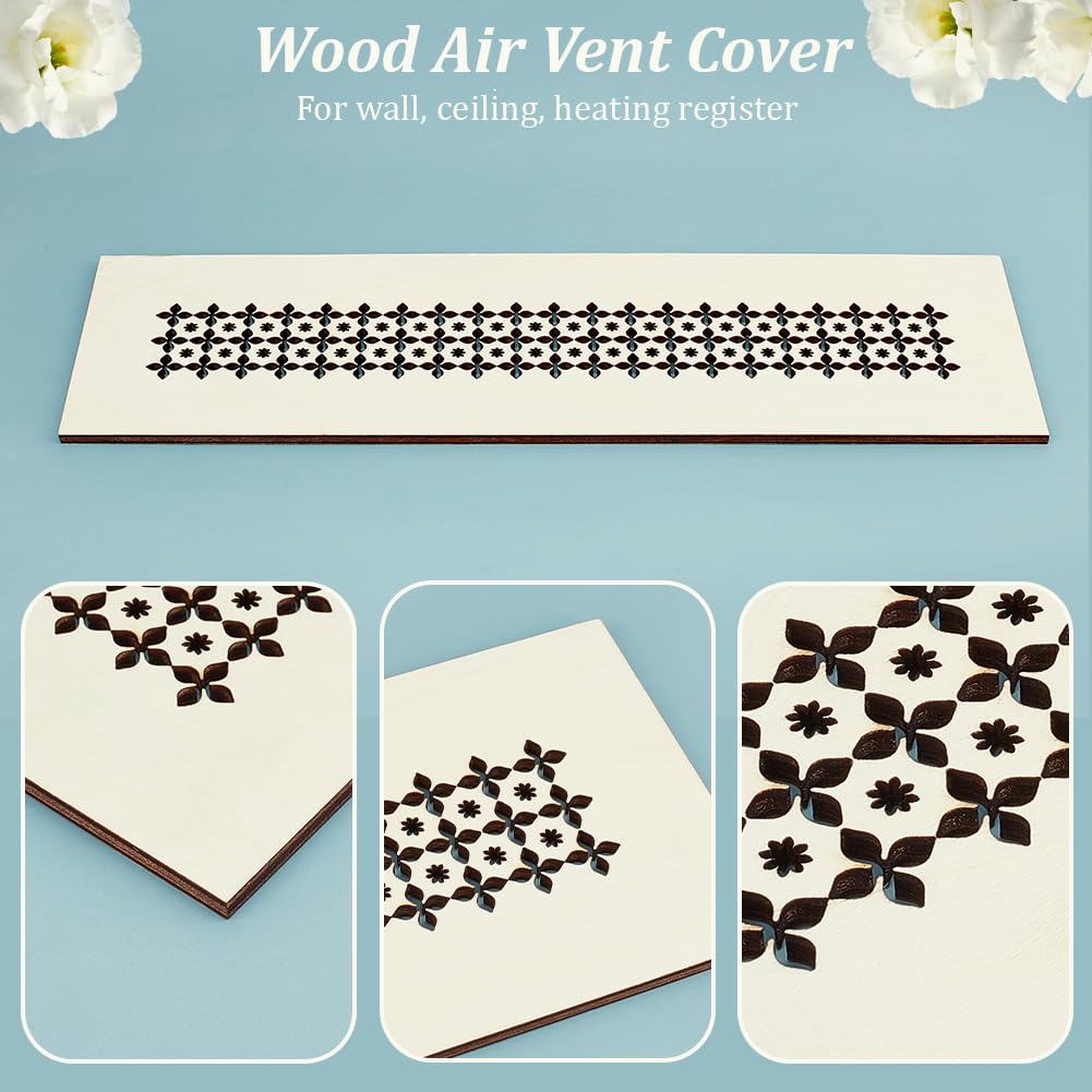 OLYCRAFT Home Decor Air Vent Cover Grille 35x10cm Wood Vent Cover Finish Decorative Covers Wood Decorative Register Covers for Walls and Ceiling Not for Floor Use - Image 4