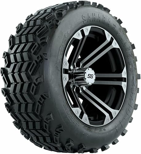 GTW 14 Inch Golf Cart Wheels and Tires Combo  GTW Specter MachinedBlack Wheels on 23x10-14 Sahara Classic All Terrain Tires  Set of 4