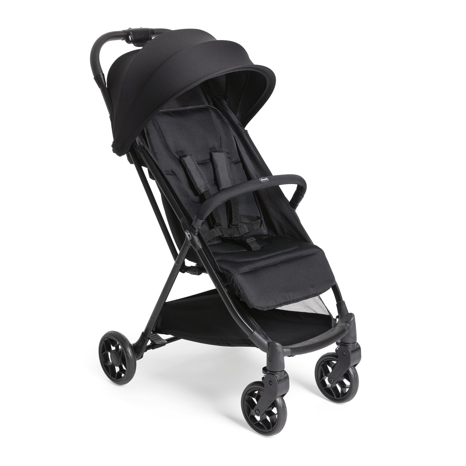 Chicco Urbino, Passeggino 0+ Mesi-22 Kg, Passeggino Leggero con Chiusura Smart e Compatta, Capotte Estensibile con Trattamenti UV50+ Antipioggia, Schienale Reclinabile e Regolabile, Poggiagambe, Nero