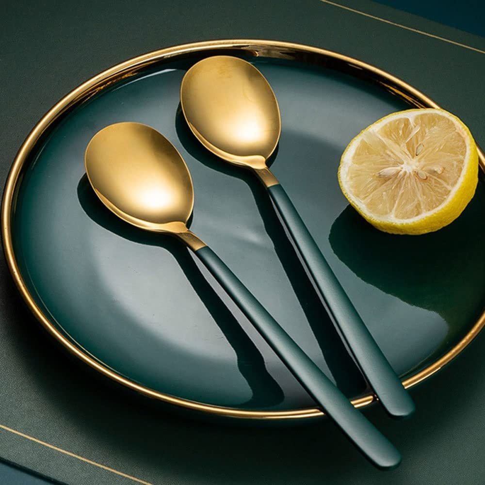 Cucharas de Café, Té Cuchara horquís Portátil Tenedor de café Sopa de café Scoop Flatware Mango Largo Cubiertos Cocina Cocina Vajilla Cuchara para Cocinar，Cuchara de Sopa (Quantity : 6)