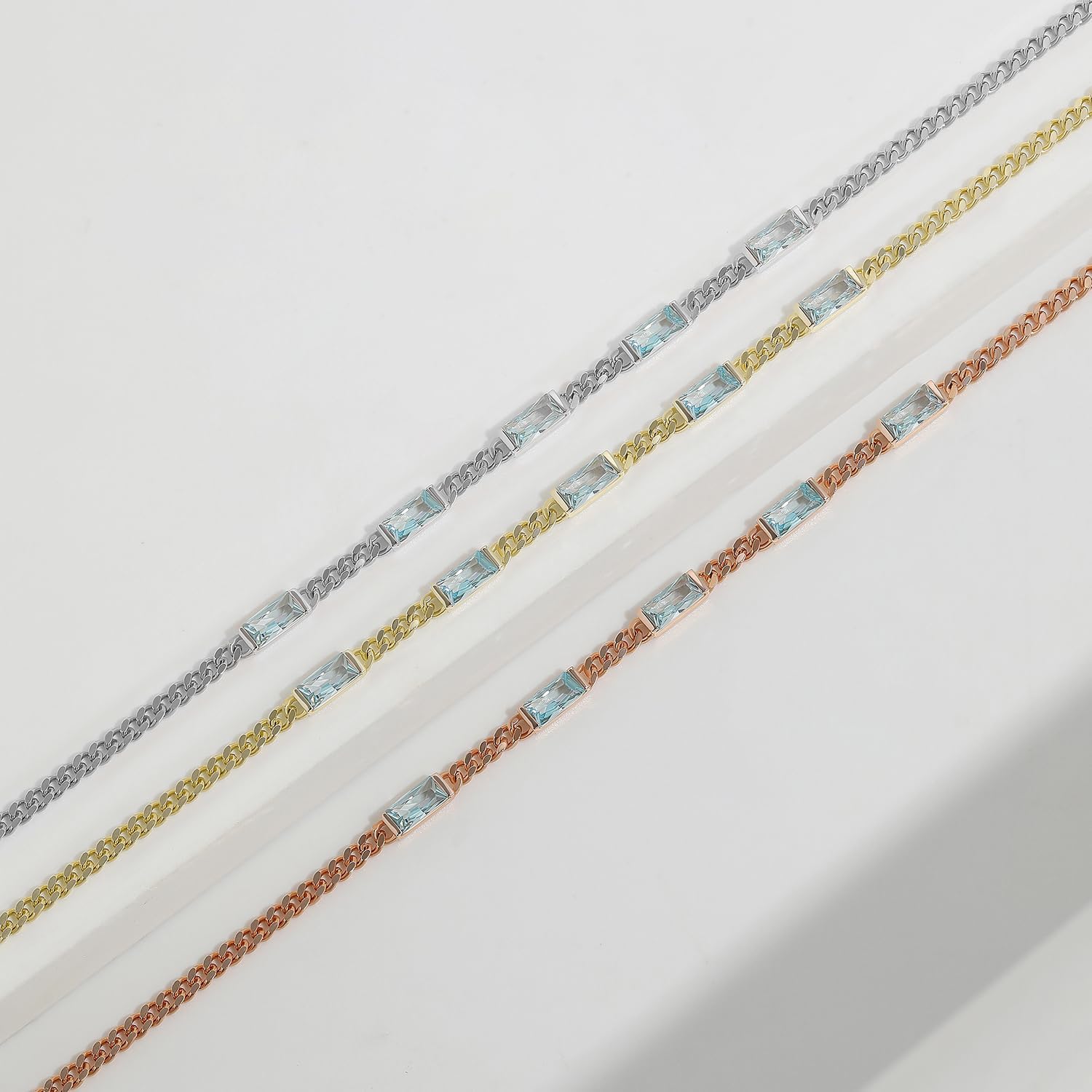 Meissa Gold Plated Cuban Cubic Zirconia Bracelet for Women Adjustable Infinity Diamond Chain Bracelets Dainty Stackable Charm Link Christmas Anniversary Gifts for Her