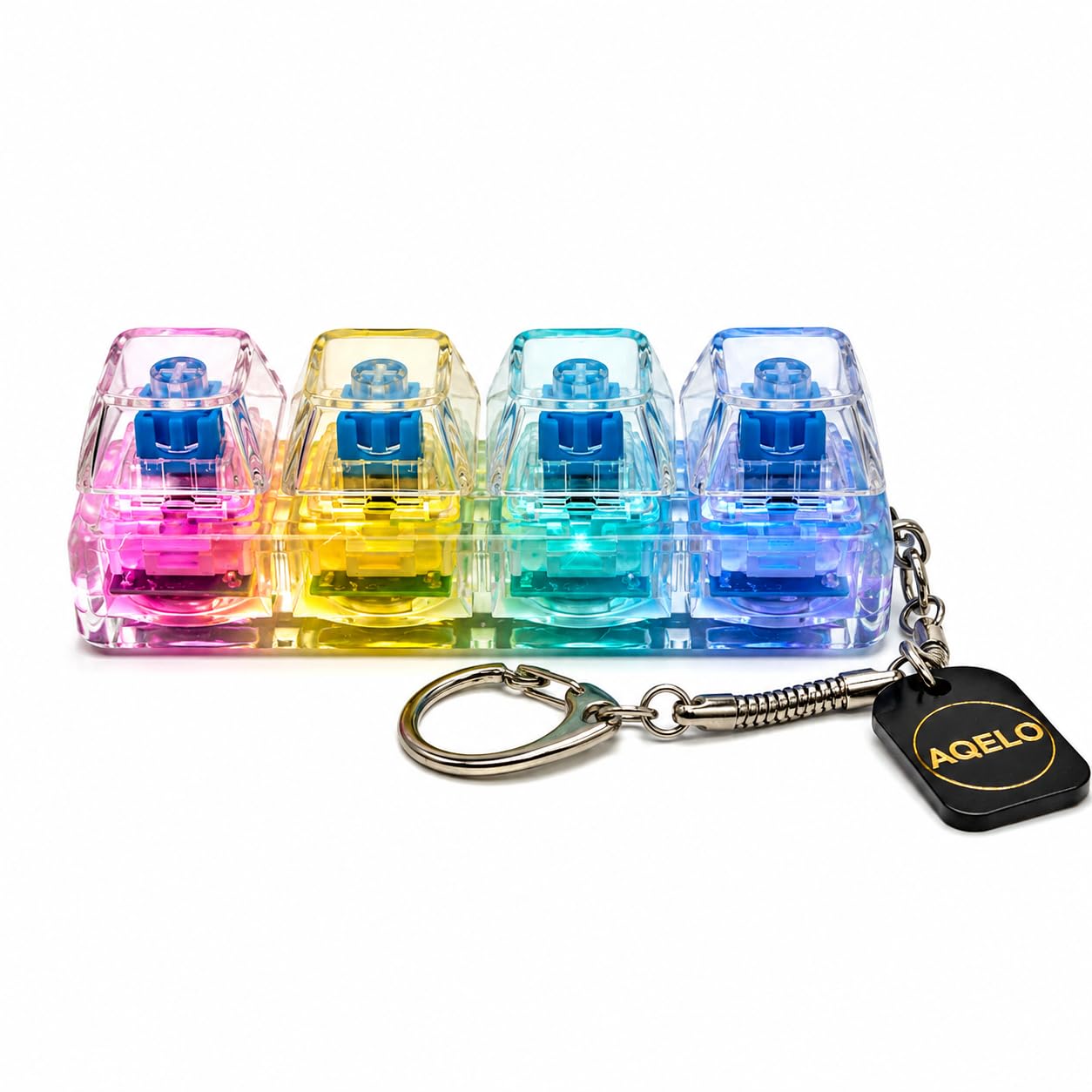 4-Key Mechanical Keyboard Fidget Keychain | Transparent Clicky Key Switch Stress Relief Toy | Portable Desk Clicker for Office, Gaming, Study & Everyday Carry | Durable Key Ring-image-11