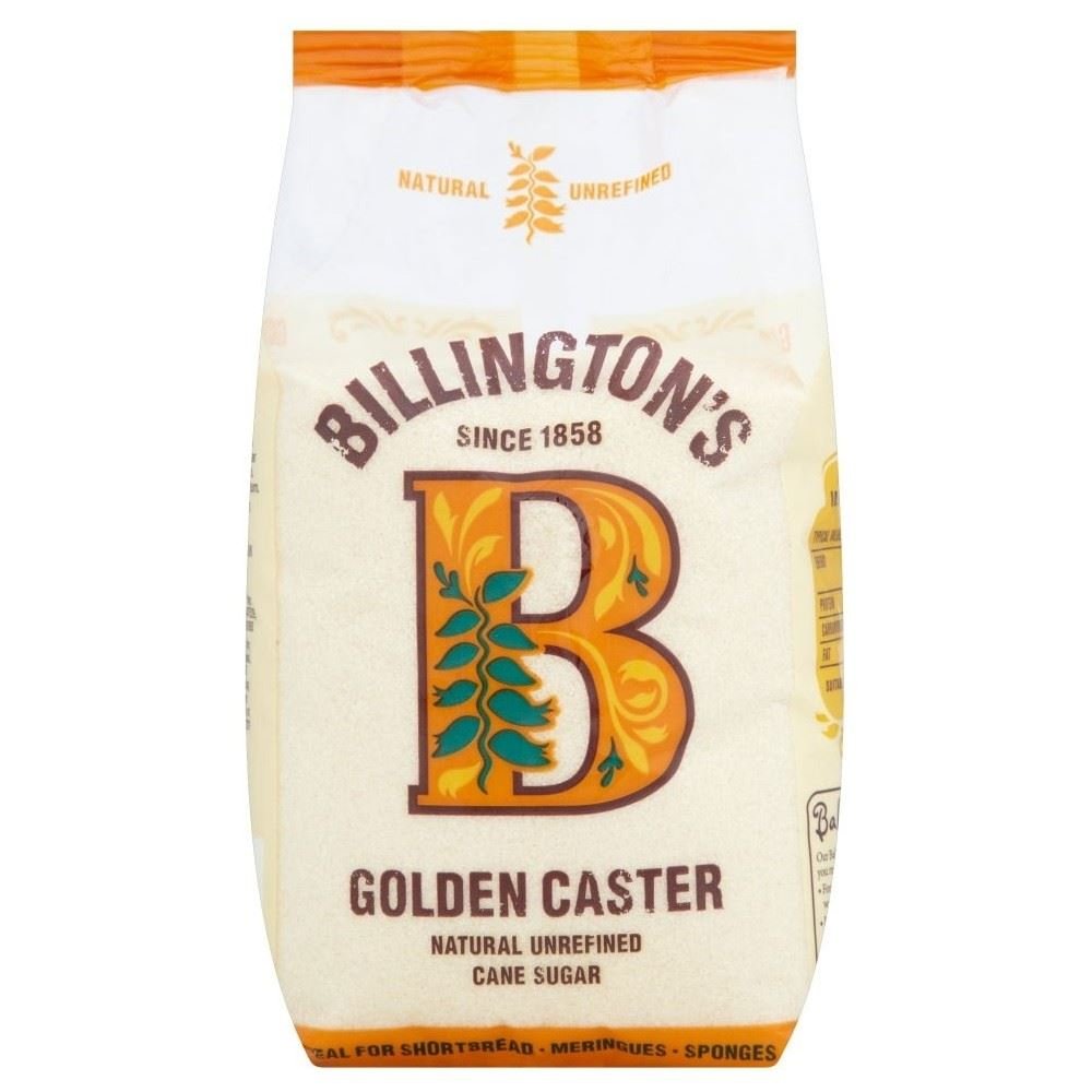 Billington's Natural Golden Caster Unrefined Cane Sugar (1Kg) - Pack of 2