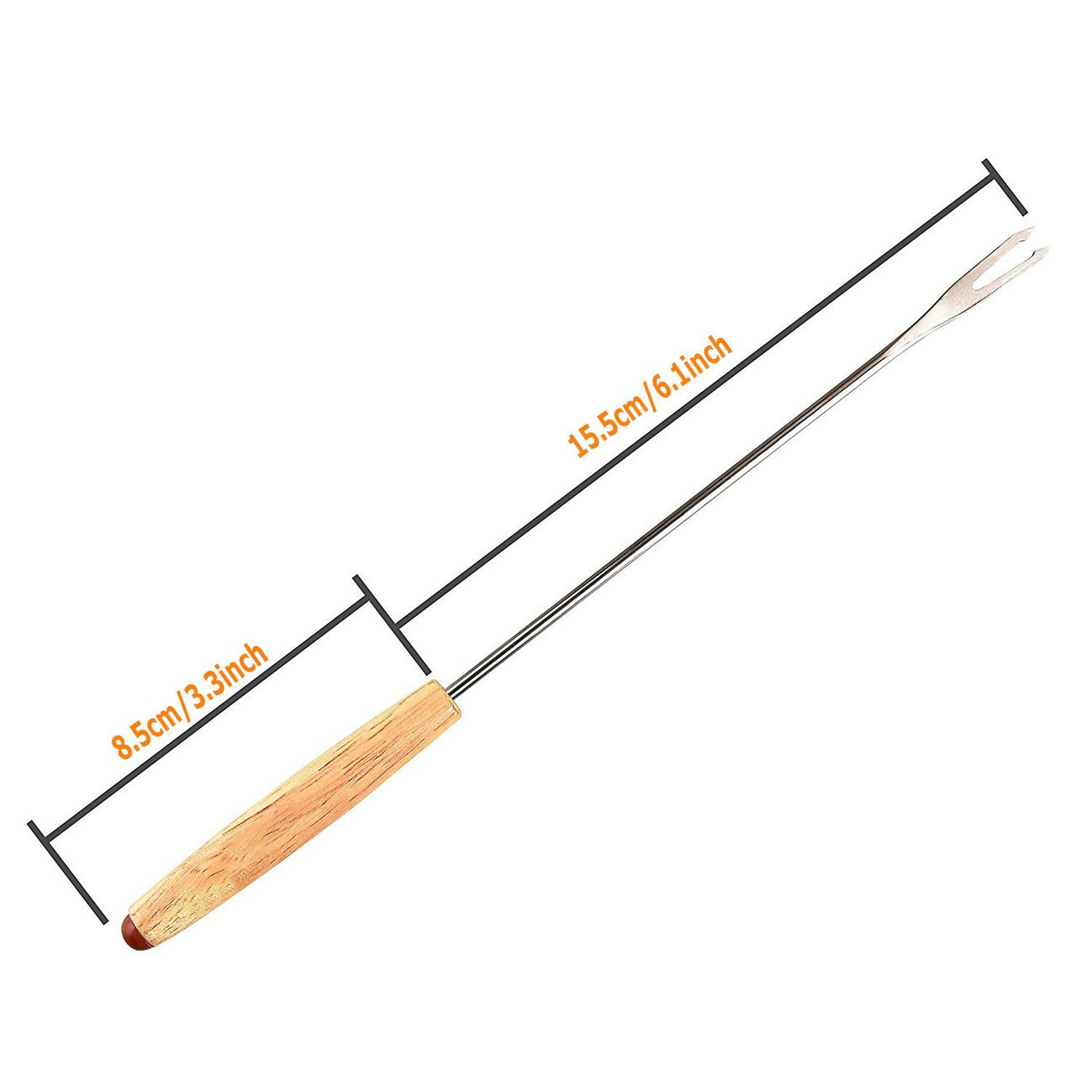 Forchette da Fonduta in Acciaio Inossidabile Set di 12 con Manico in Legno Resistente al Calore 24cm