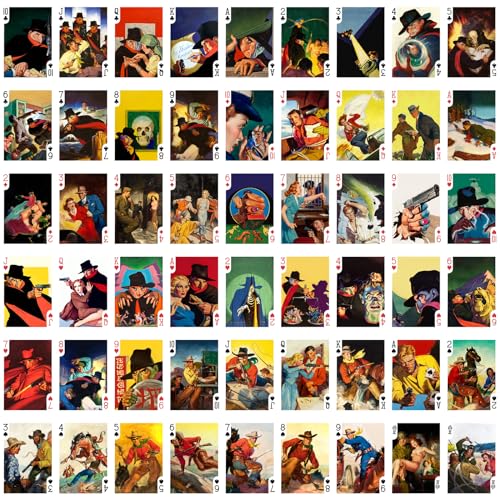Baraja de póker con 54 cartas diferentes ilustradas vintage miniatura 2
