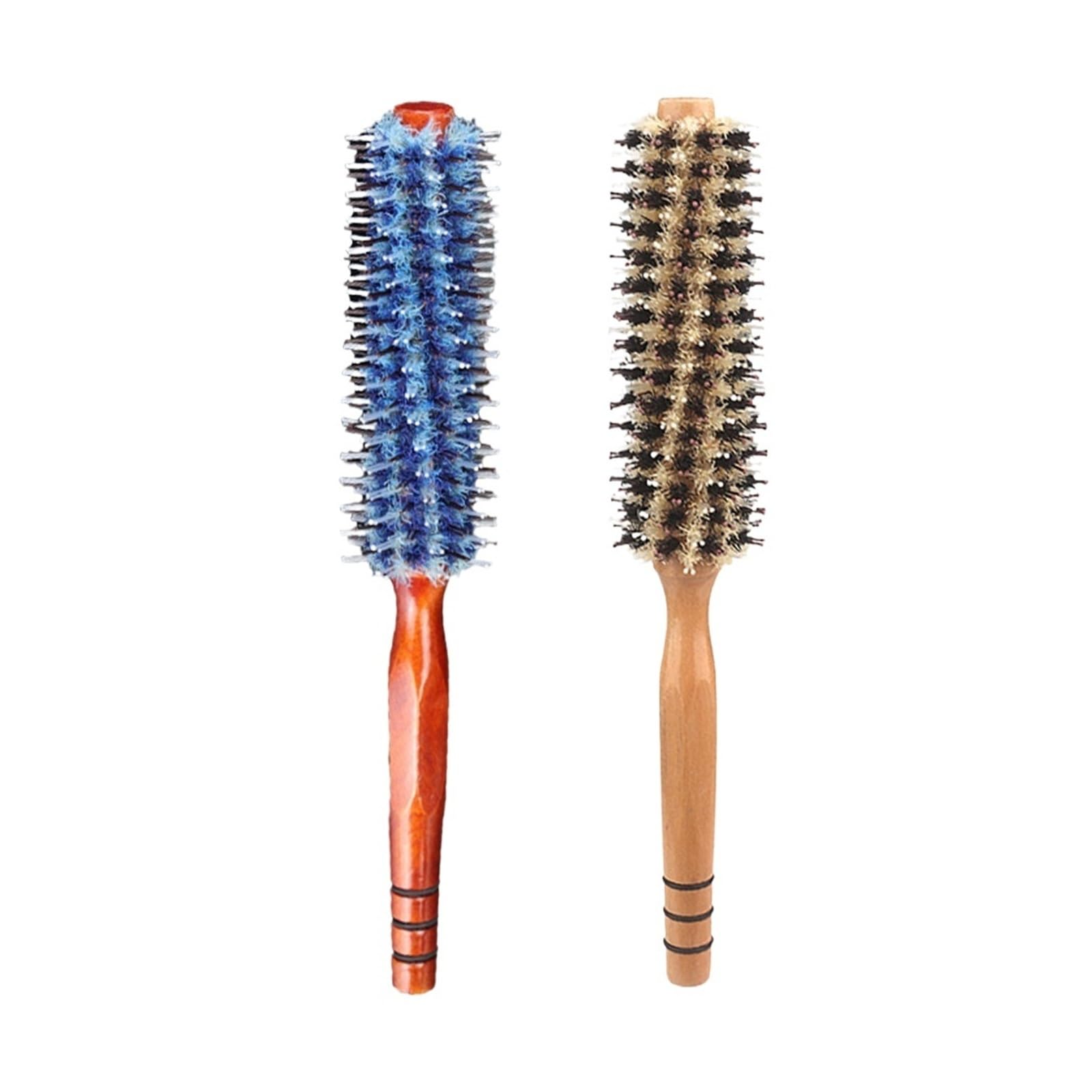 Lockenbürste mit rundem Griff, gerader Twill-Haarkamm, Lockenstab-Haarbürste(2PCS)