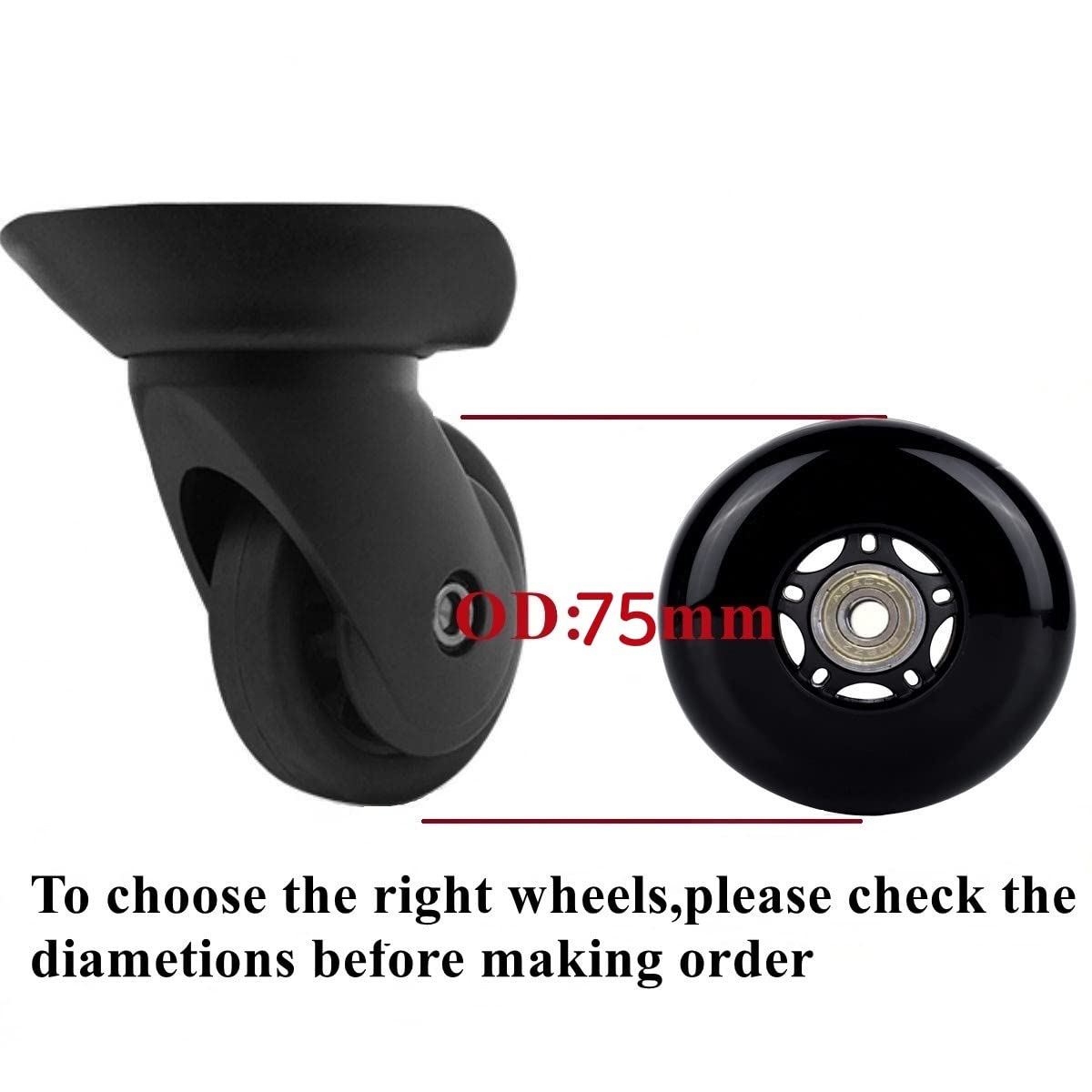 1 Par Bagaje Mala Ruedas Repuesto 68/70/75/80/100mm con 8mm Rodamientos 35mm 40mm Eje Llave Reparo Juego para Mala y Inline Exterior Patín