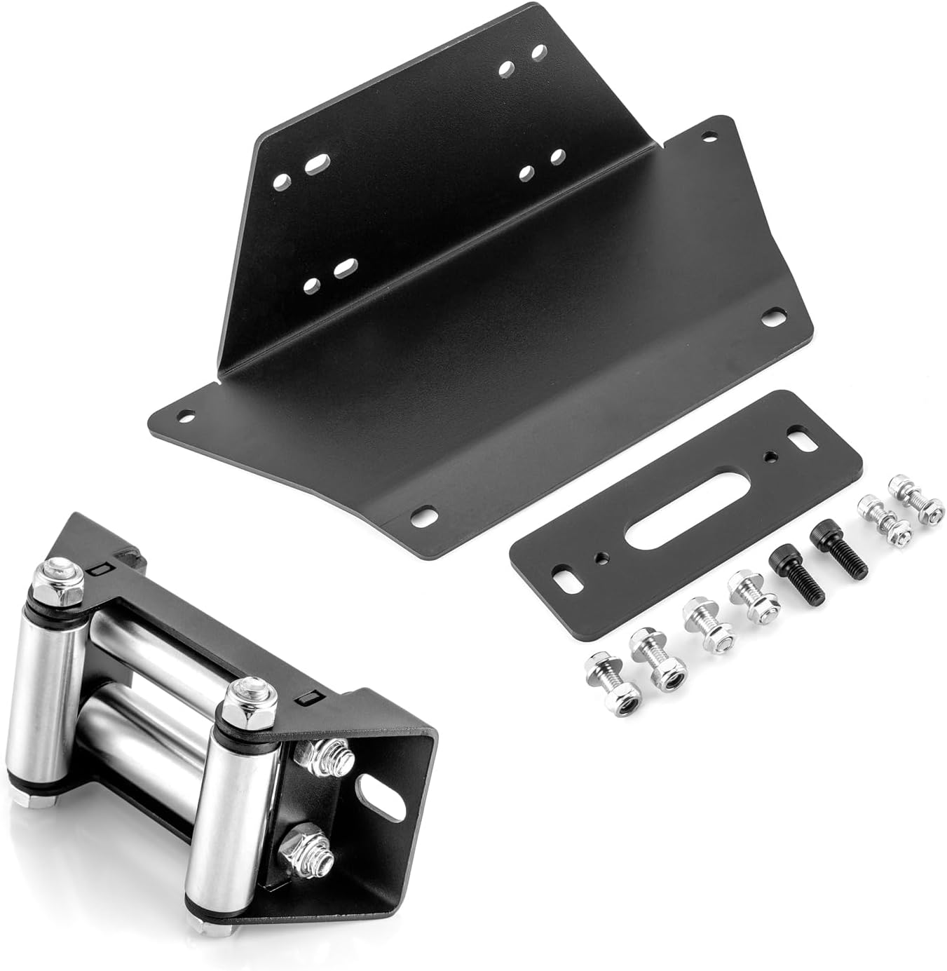 WeiSen Winch Mount Bracket Plate with 4 7/8" (124 MM) Winch Roller Fairlead for 2000-3500 LBs Compatible with Polaris Ranger 1000 900 570 XP Crew 2013-2024, Fit Ranger PRO XD Crew 2019-2024