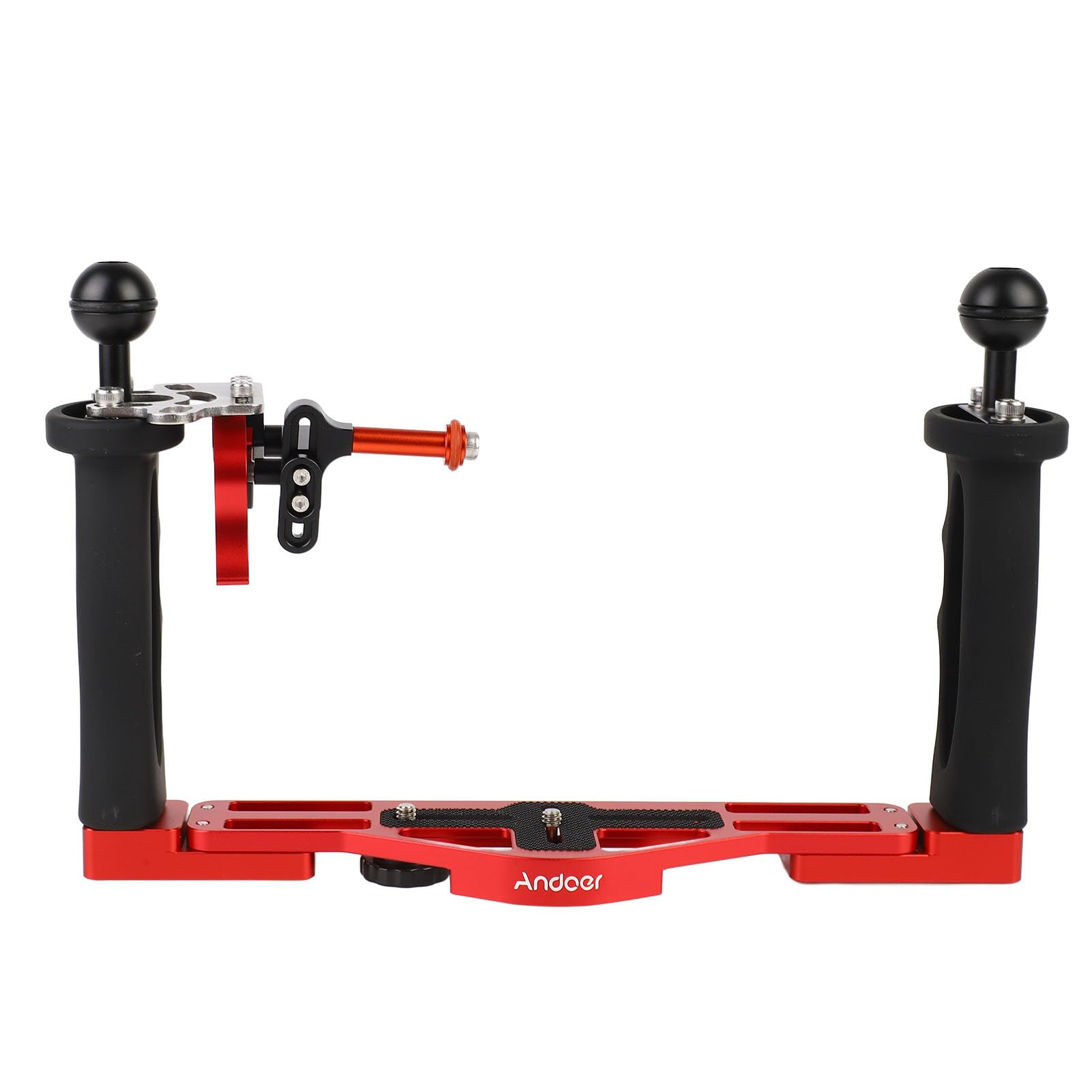 Dual-Griff-Kamera-Tauchgerät, Unterwasser-Tray-Stabilisator aus Aluminiumlegierung mit Einstellbarer Griffposition und Erweiterbarem Dual-Kugelkopf, für DSLR-Kamera