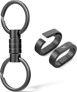 FEGVE Titanium Quick Release Keychain Titanium Key Chain Rings with 2 Stainless Steel Key Rings