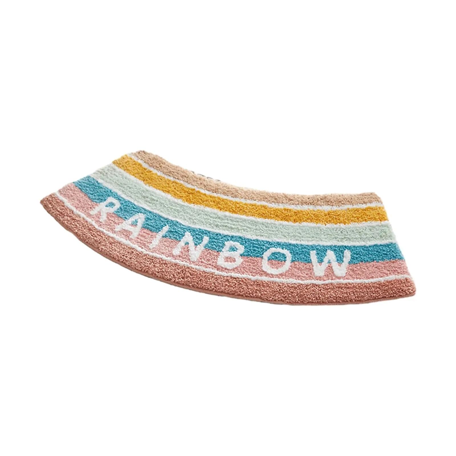 Curved bath mat Bathroom Anti Slip Mat Carpet Water Absorbent Foot Rug Thick Shower Bath For Tub Laundry Room Living(Multicolor)