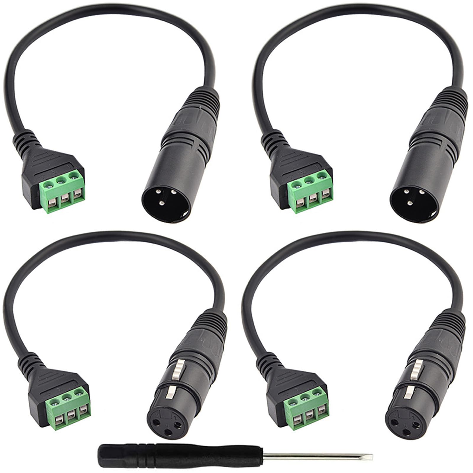 PENGLIN 4 Stück XLR Stecker Buchse auf 3 Pins Schraubklemmen