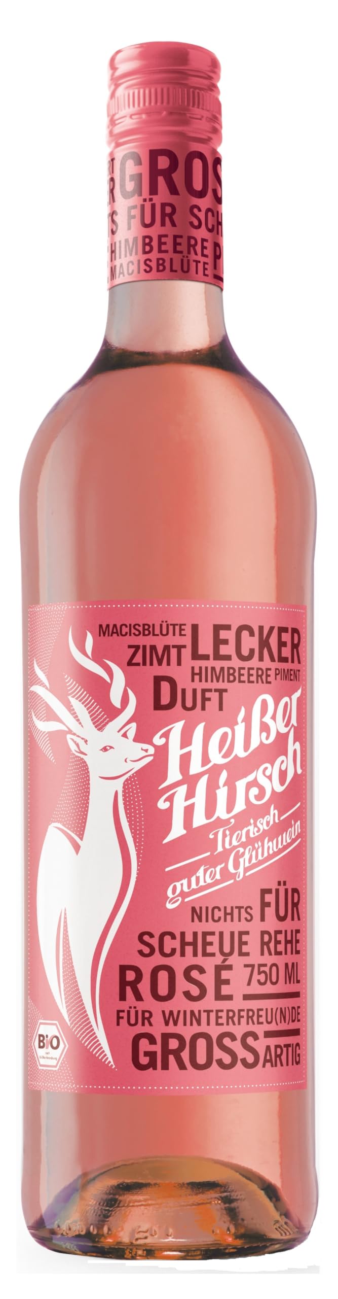 Acht Grad Plus Heißer Hirsch Glühwein, rosé, 750ml, 10,0% Vol. (6x750ml)