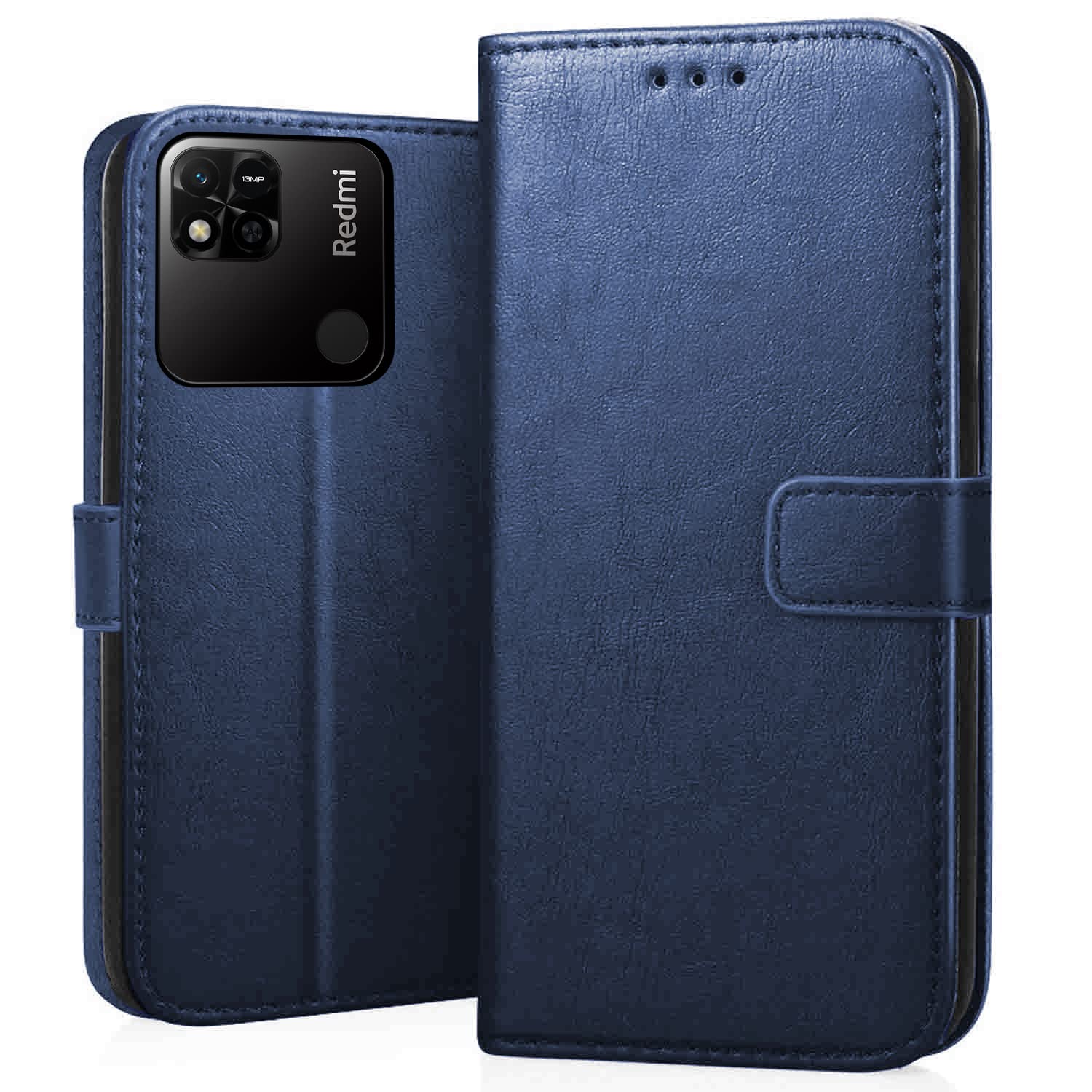 CEDO Redmi 10A / Poco C31 (4G) Flip Cover | Leather Finish | Inside Pockets & Inbuilt Stand | Shockproof Wallet Style Magnetic Closure Back Case Flipcover (Blue) (B09Z2M364B) Amazon Price History, Amazon Price Tracker