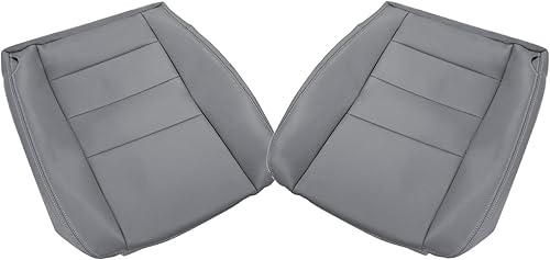 NLQR Funda de asiento de repuesto para lado del conductor y parte inferior del lado del pasajero de cuero medio color gris para Ford F250 F350