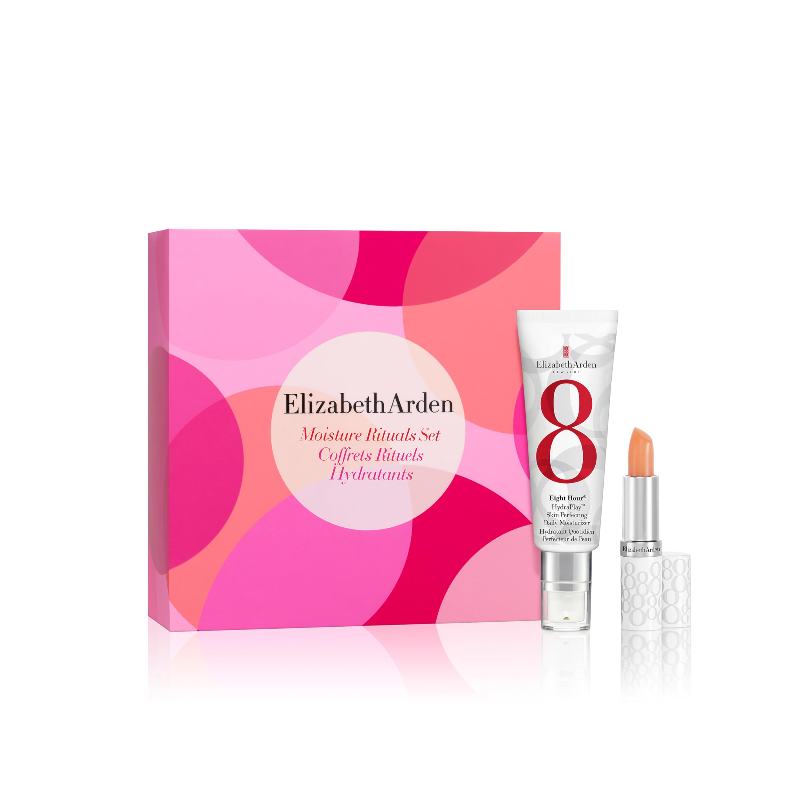 Elizabeth Arden – Set de Regalo Eight Hour, dúo esencial, HydraPlay Skin Perfecting Daily Moisturizer + Bálsamo Labial SPF 15, 3,7g, Regalo para Mujeres