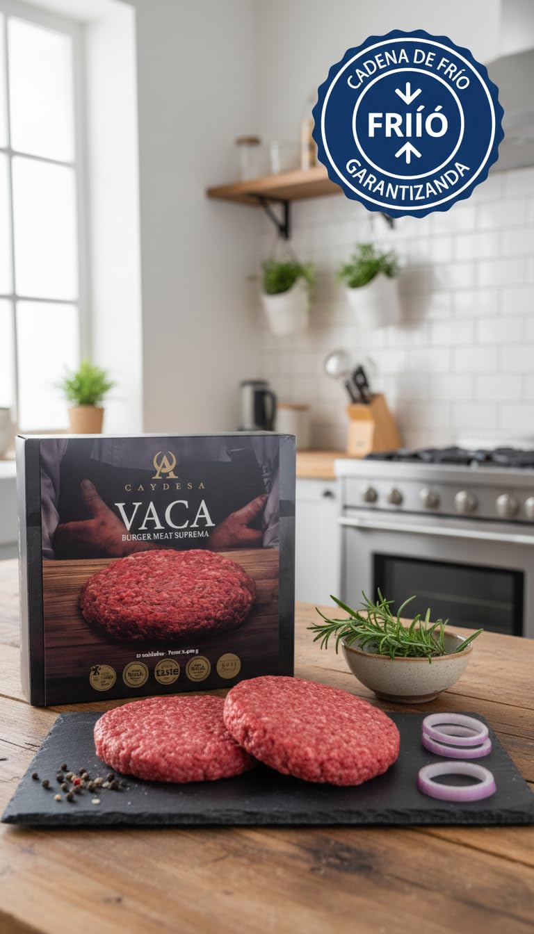 CAYDESA Vaca Burger Meat Suprema 12 uds (2.4kg) - Carne Gourmet Premiada - Envío Refrigerado