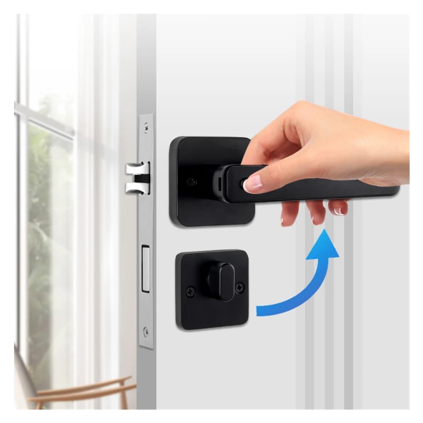 Cyfrowy Zamek Elektroniczny Skaner Linii Papilarnych Zamki Inteligentny Do Drzwi Biometryczny Klamki Tuya Smart Home Wysoki Poziom BezpieczeńStwa(Black with 4585)